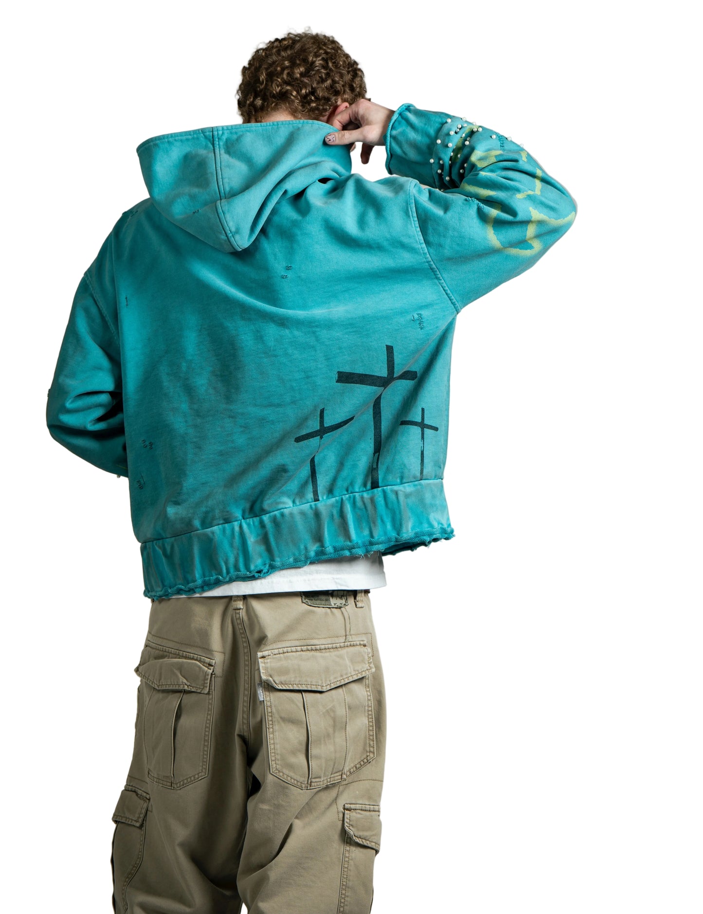 “Reborn Through Him” Distressed Hoodie