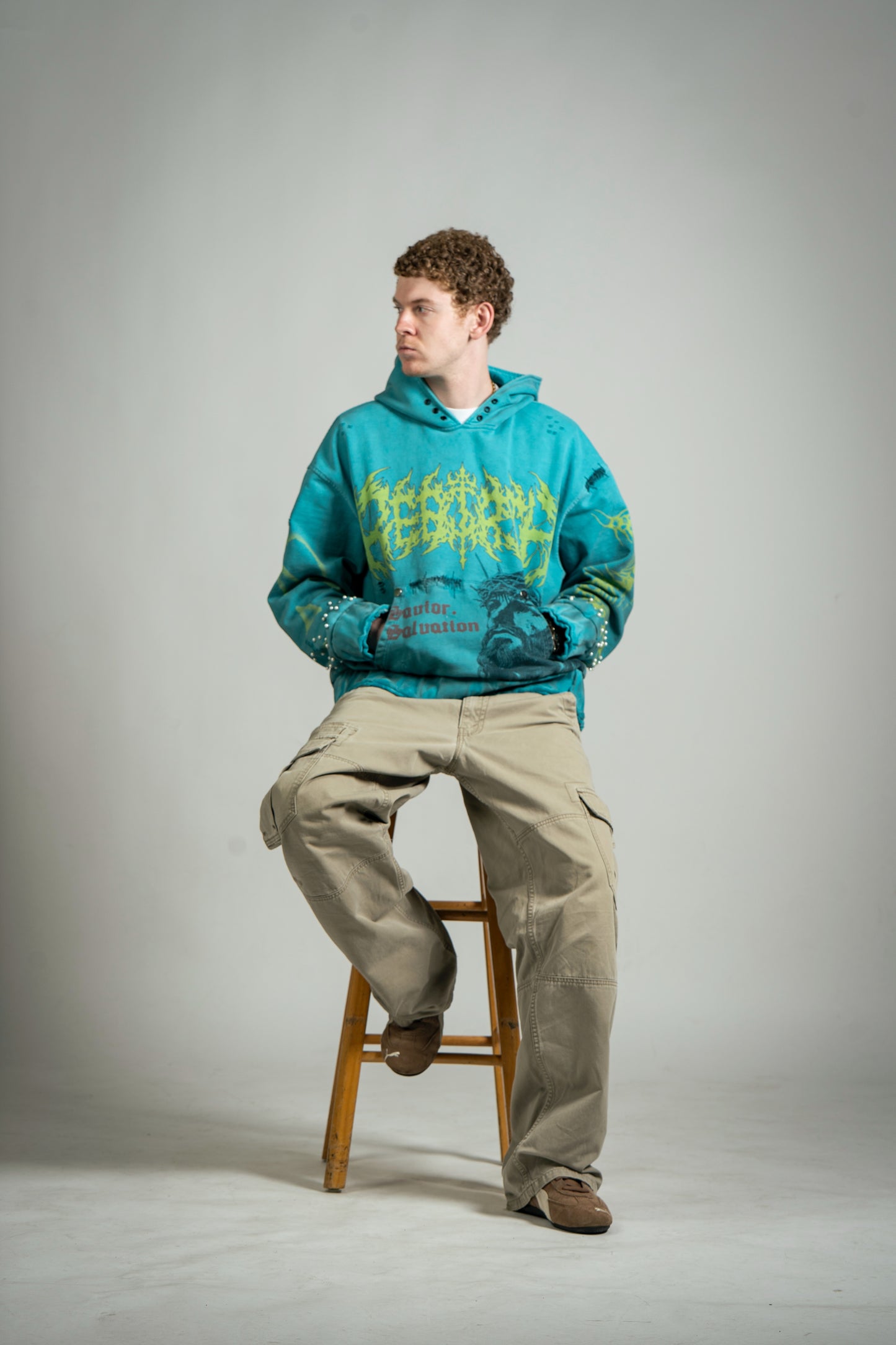 “Reborn Through Him” Distressed Hoodie